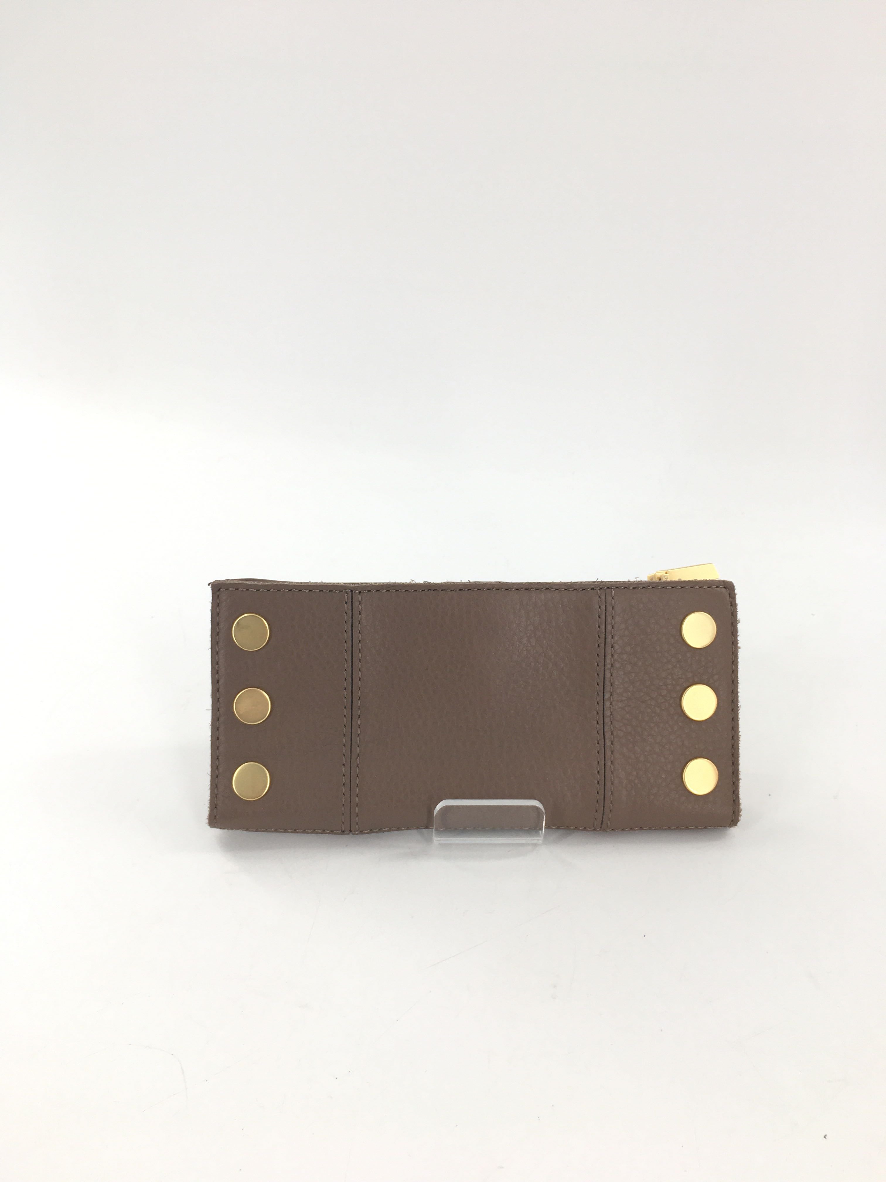 leather w/ gold hardware bi-fold wallet
