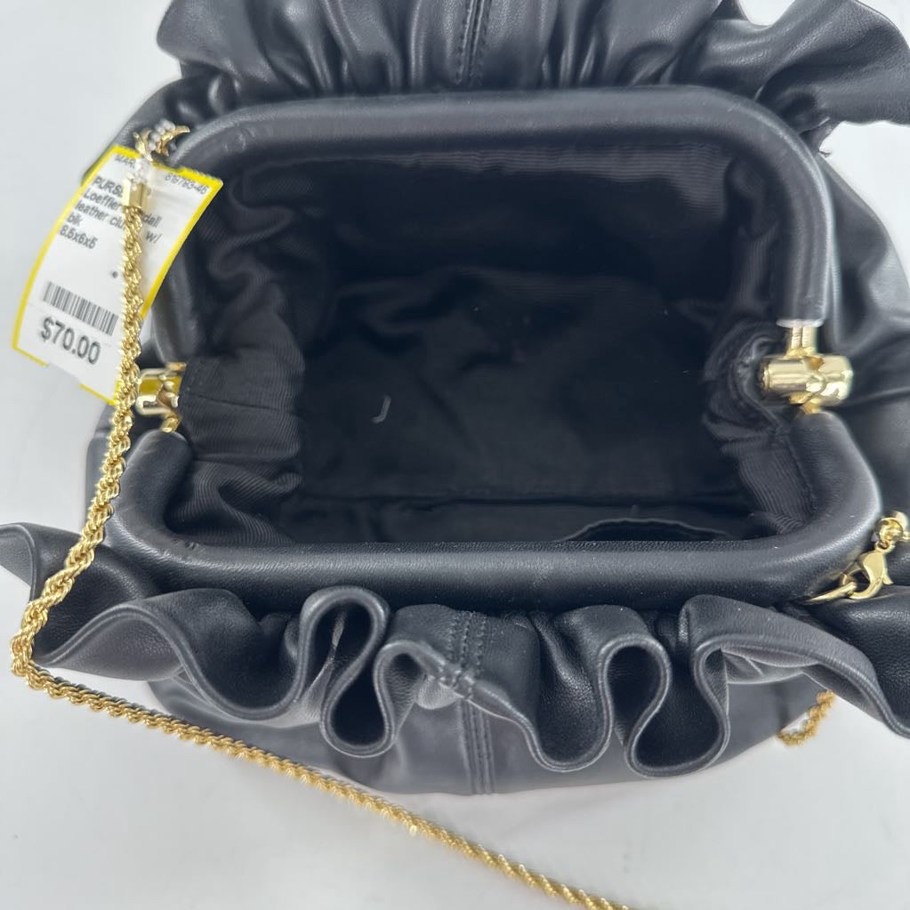leather clutch w/ gold chain strap