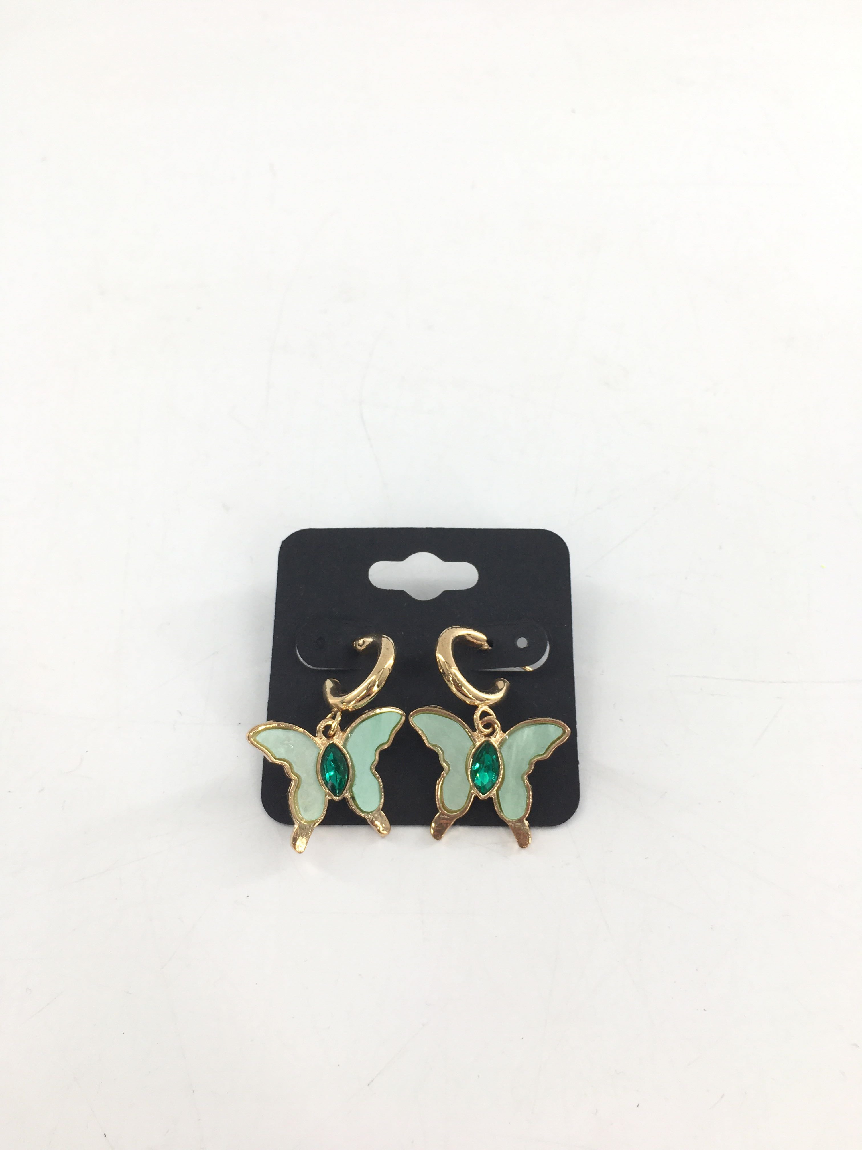 green butterfly dangle earrings