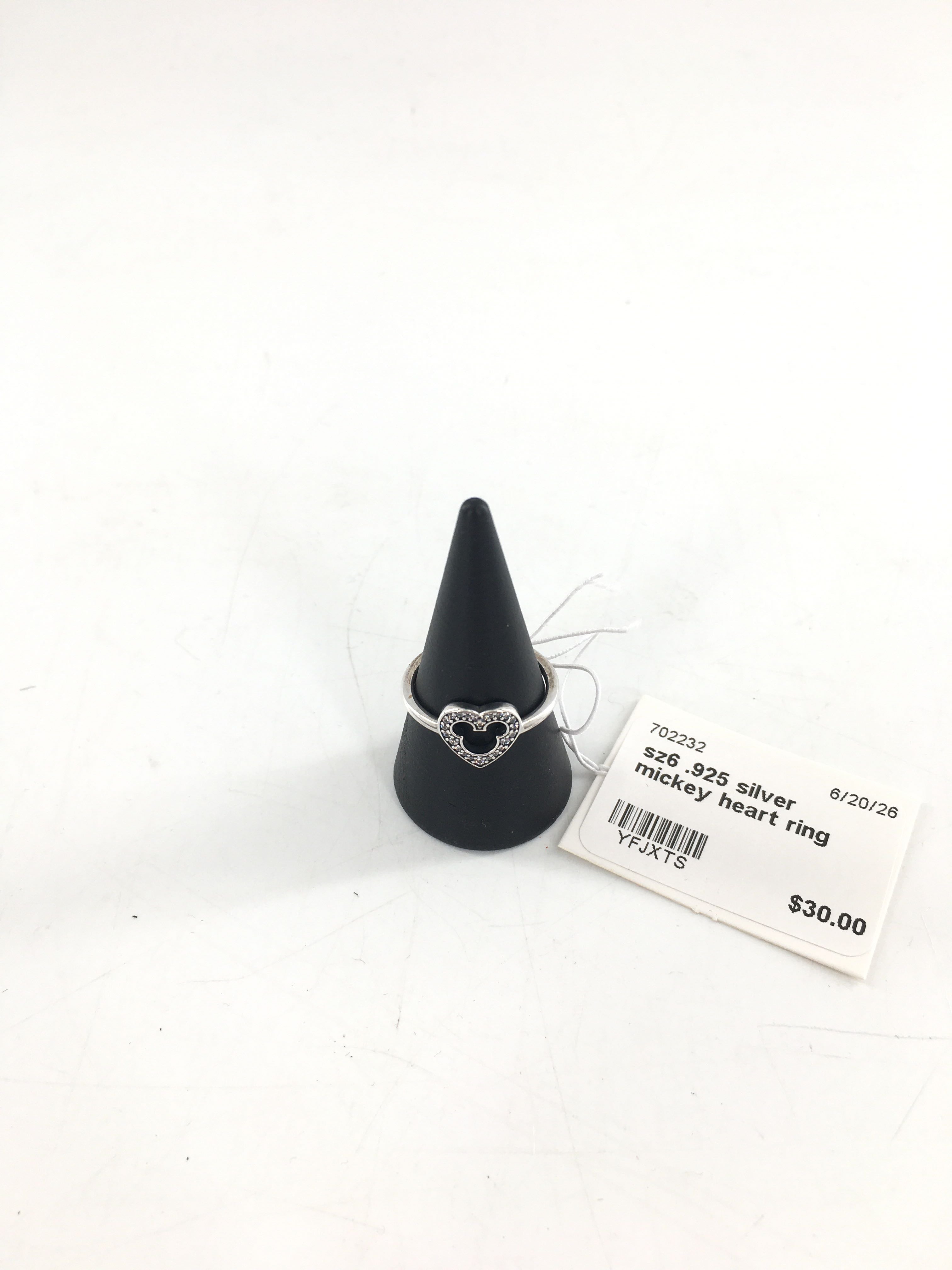 sz6 .925 silver mickey heart ring