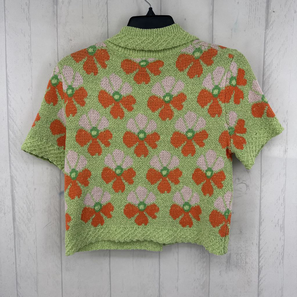 R78 M floral button down s/s sweater