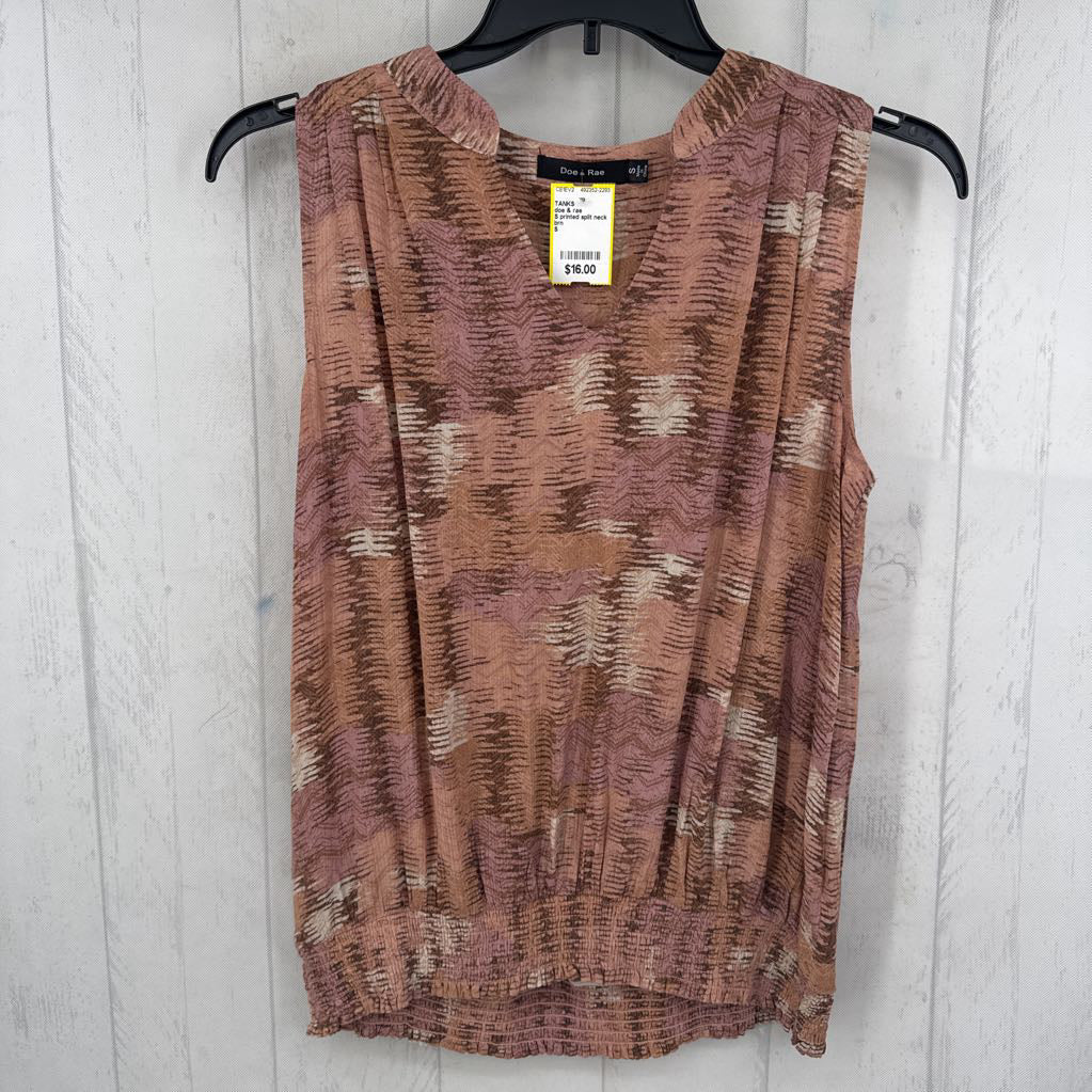 S printed split neck tank