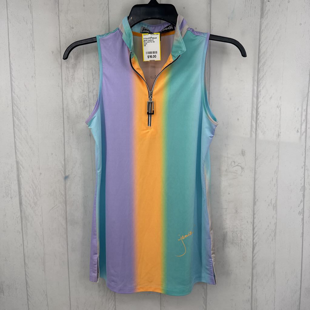 XS colorful zip front tank