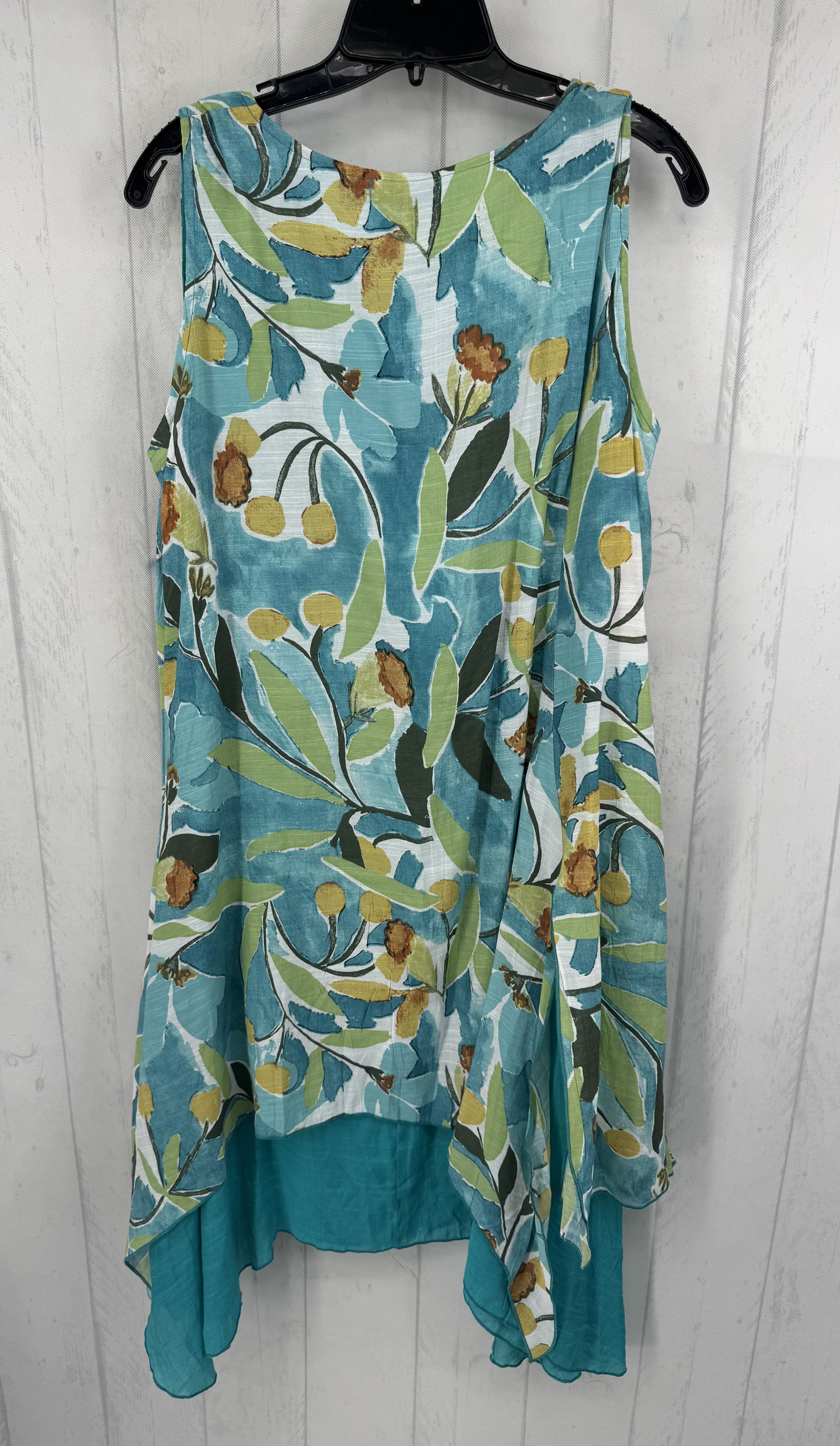 L flo print asymetrical slvls dress