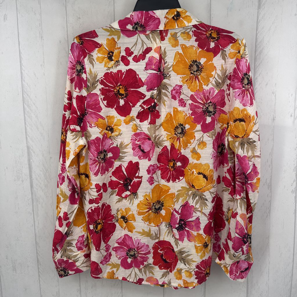 Sp flo print button down l/s top