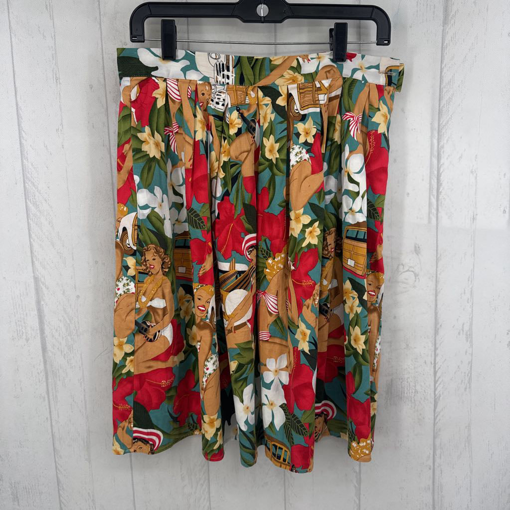 M tropical pin-up print skirt