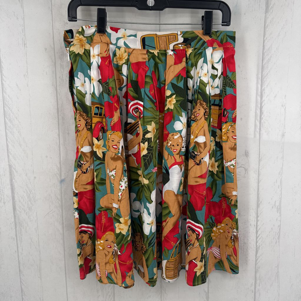 M tropical pin-up print skirt