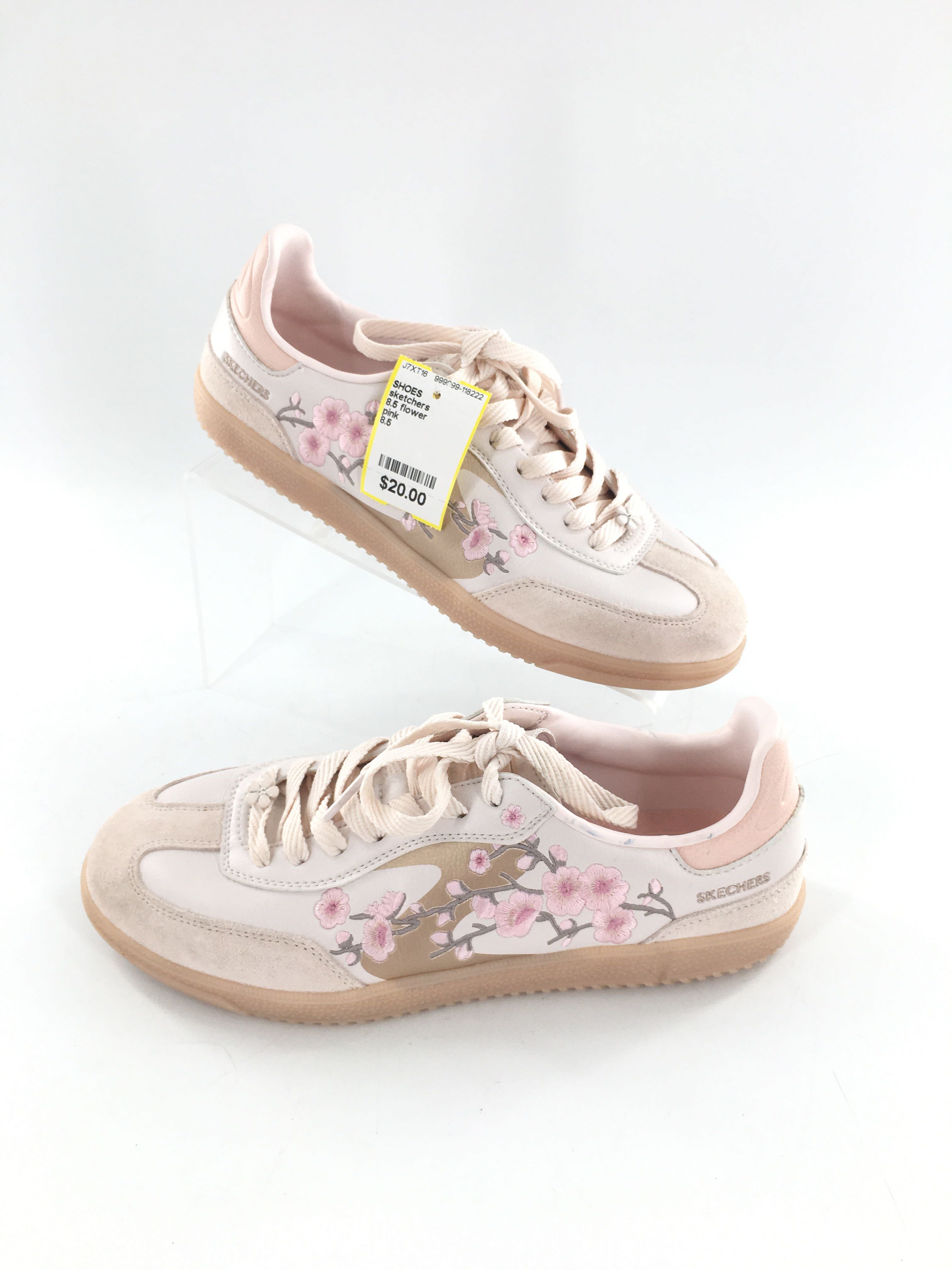 8.5 flower embroidered lace up sneakers