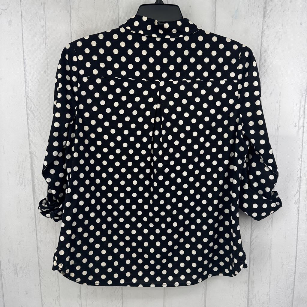 M polka dot 1/2 zip tab slv top