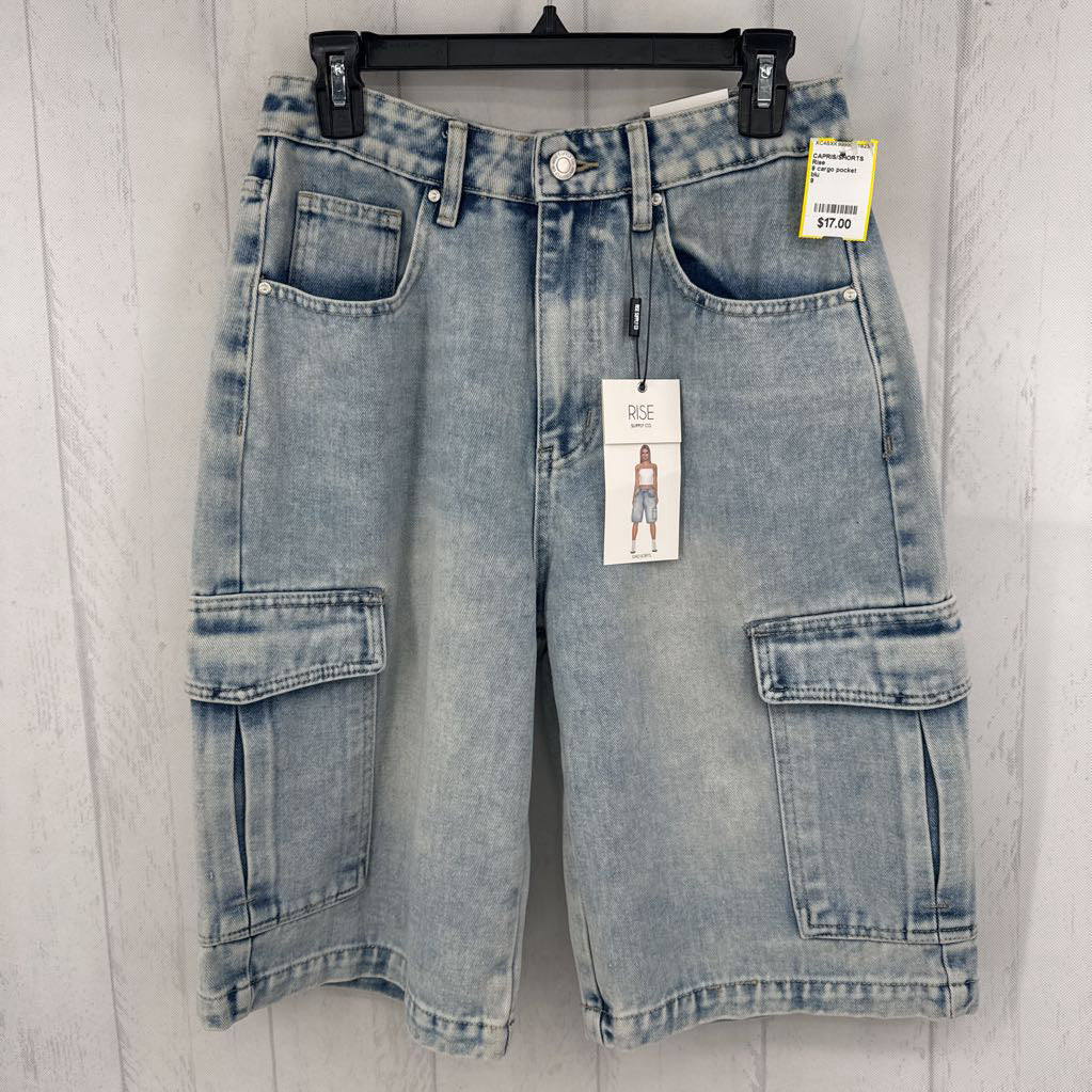 9 cargo pocket denim shorts
