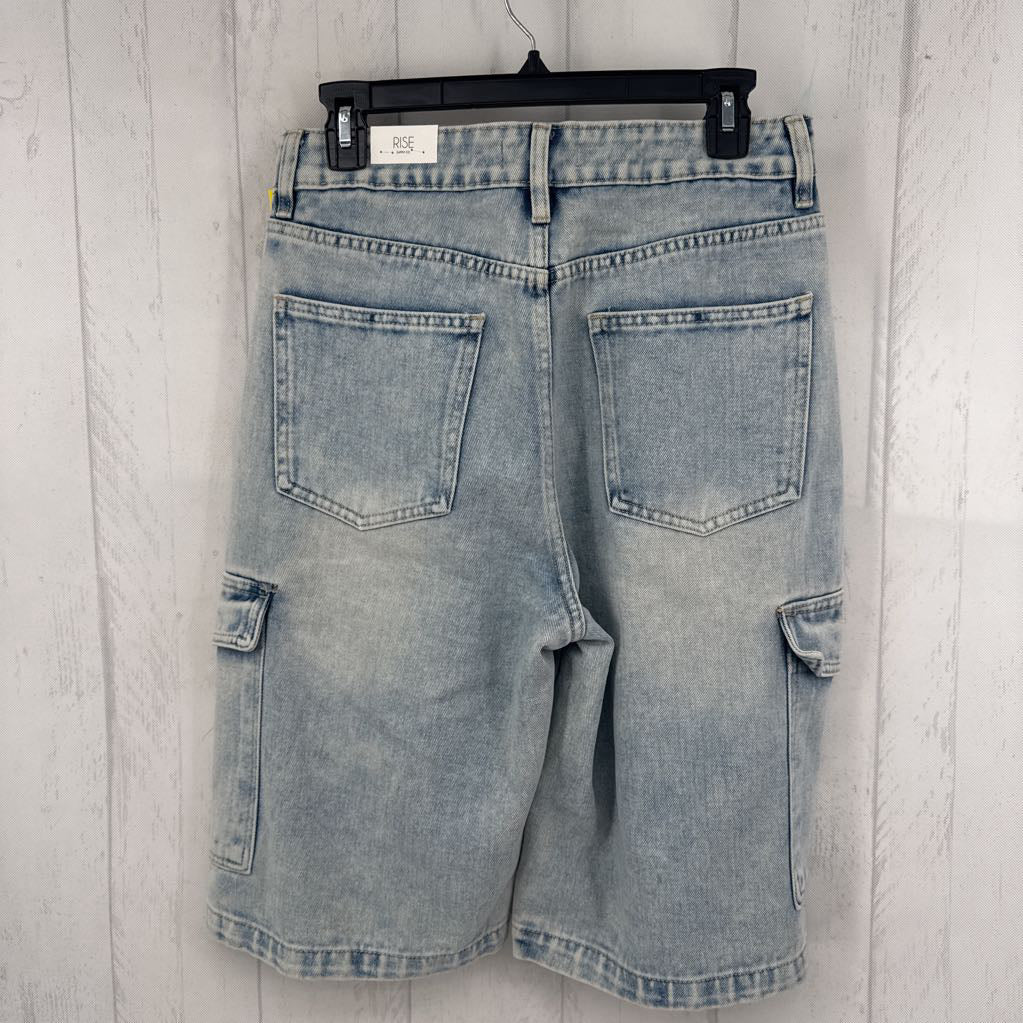 9 cargo pocket denim shorts