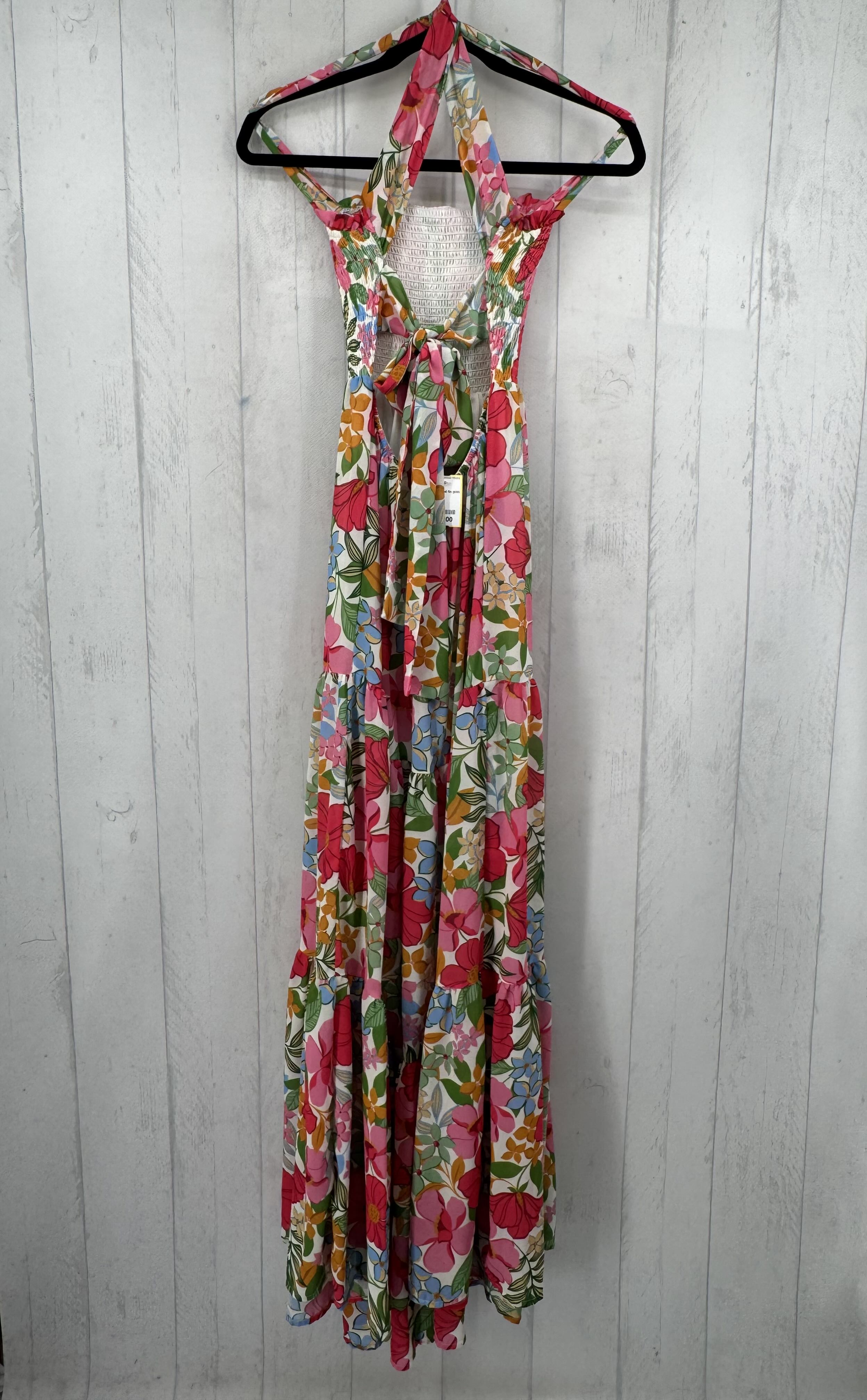 M smocked flo print open back sundress
