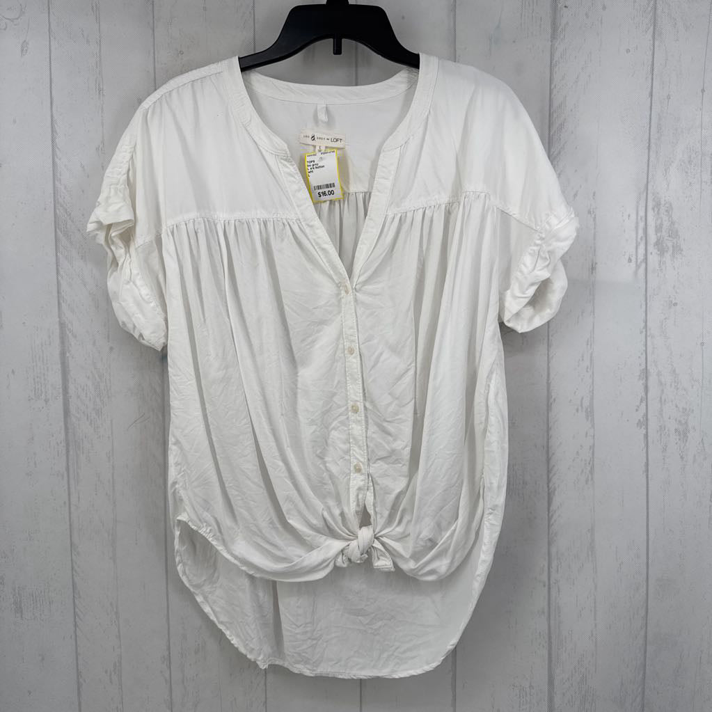 L s/s button knotted shirt