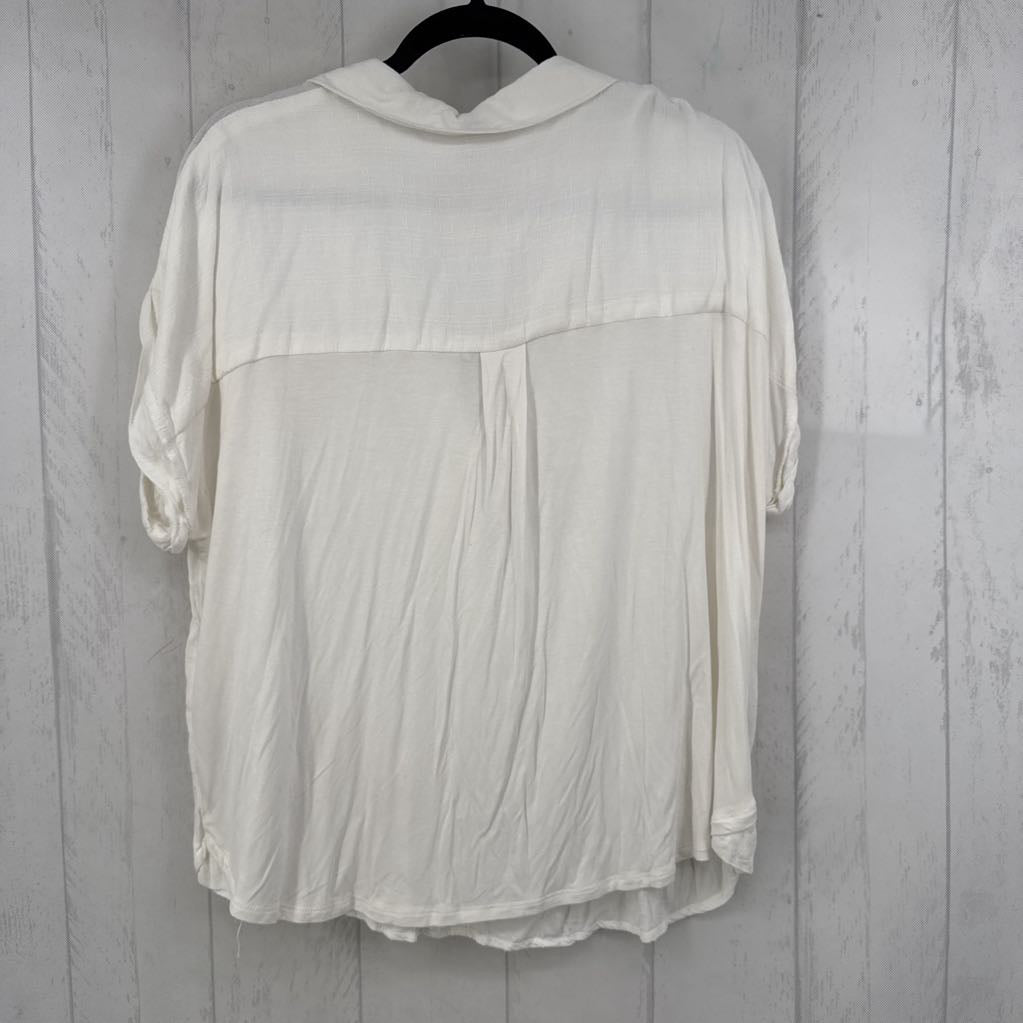 XXL cuff slv half button s/s top