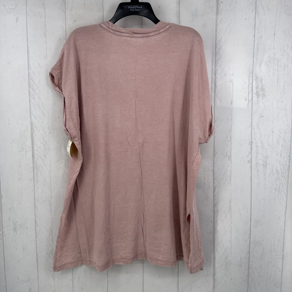 L cuff s/s pocket v-neck top