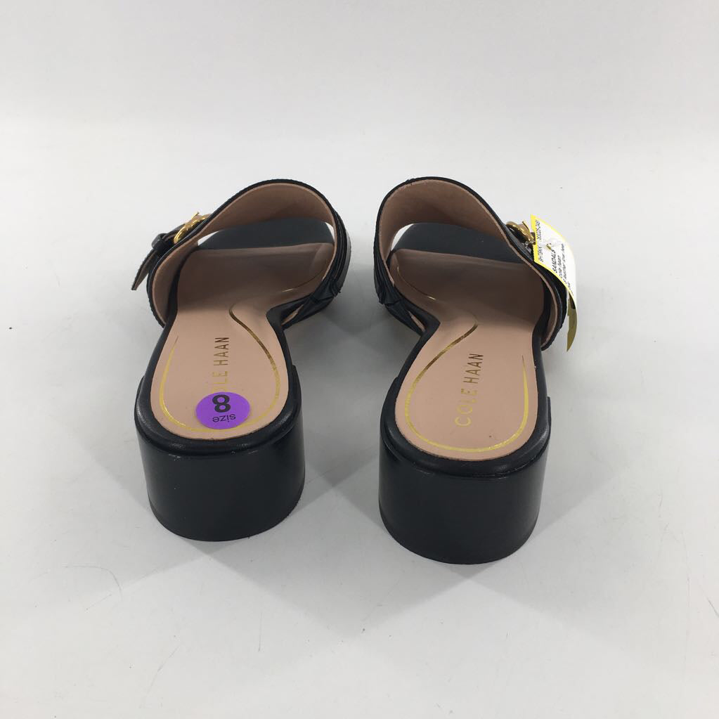 8 leather low heel slide sandal