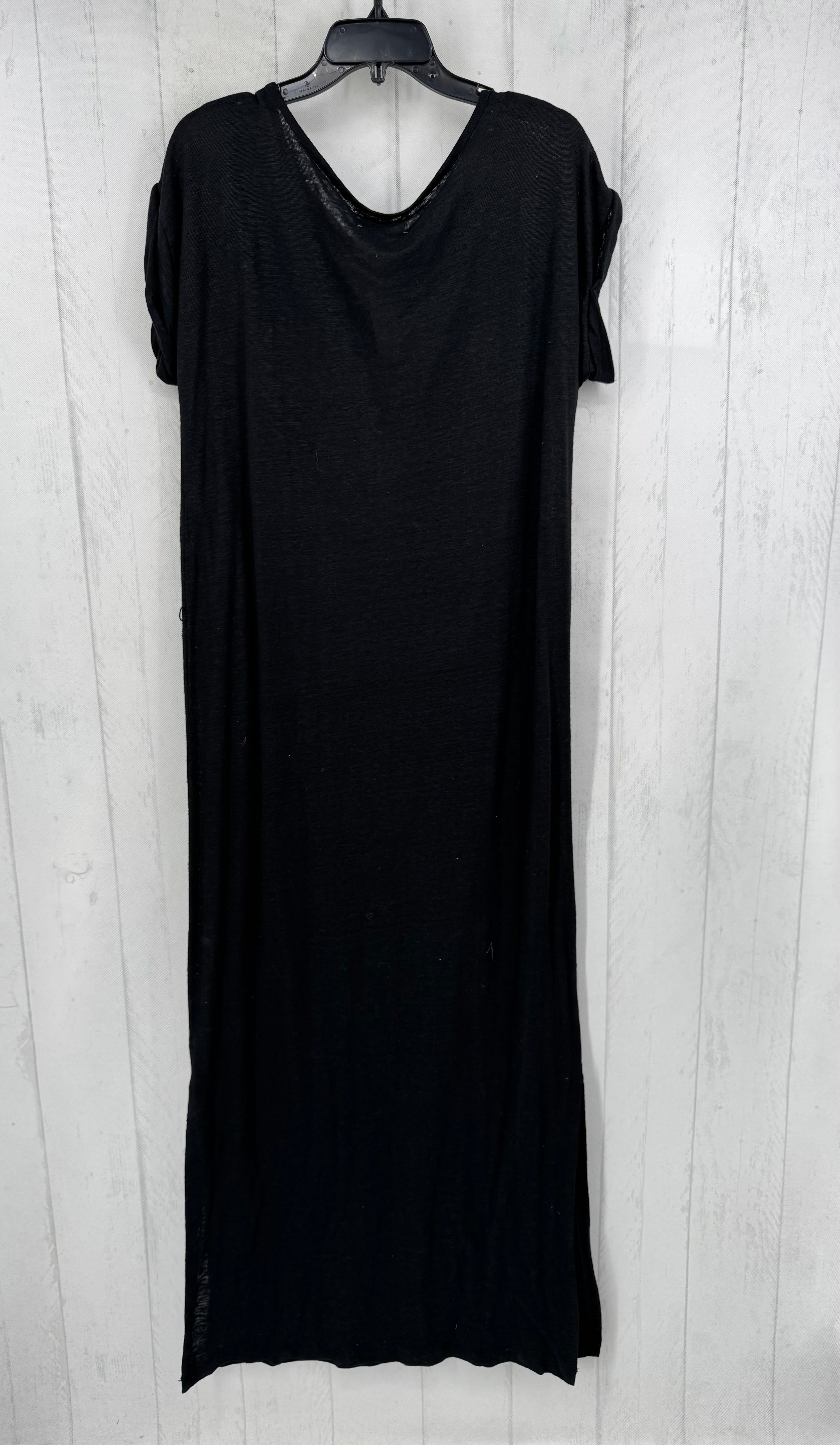 L 100% linen side slit maxi dress
