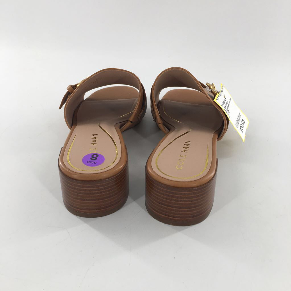 8 leather low heel slide sandal