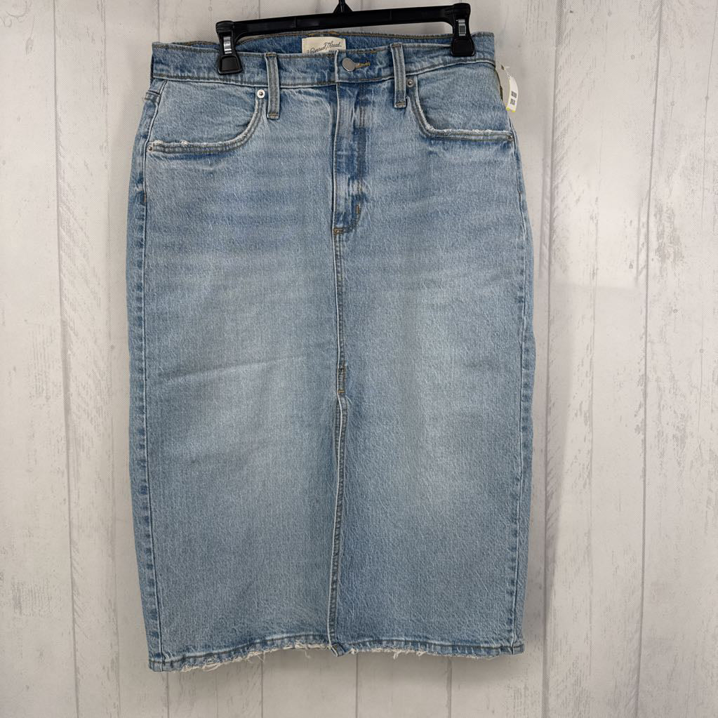 10 long front slit denim skirt