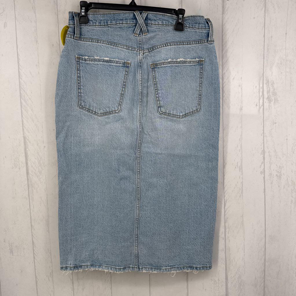 10 long front slit denim skirt
