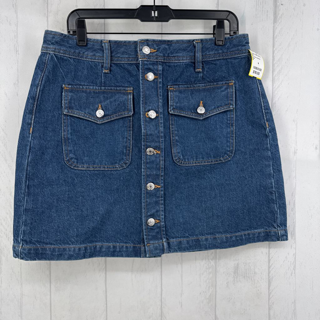 10 front button pocket denim mini skirt