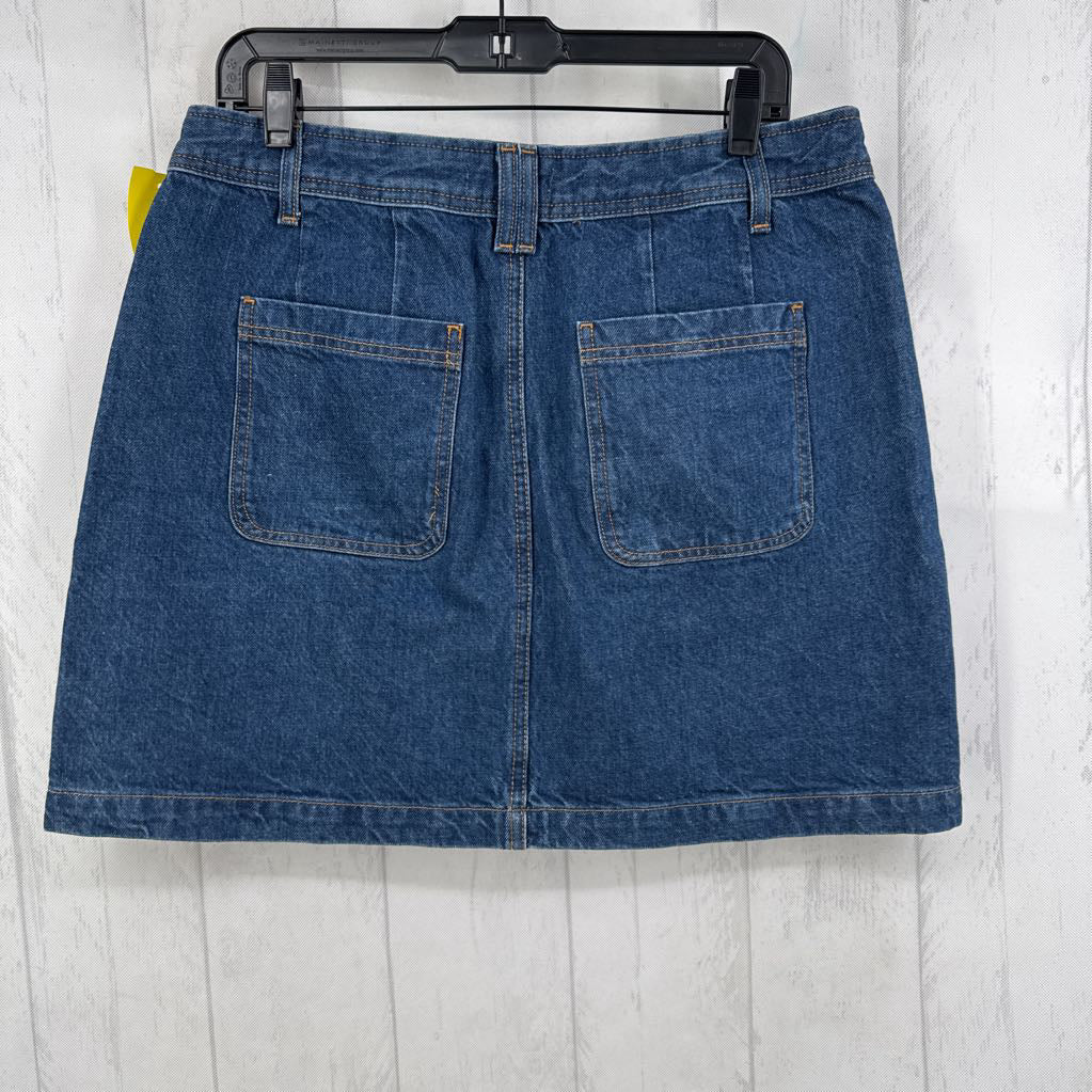 10 front button pocket denim mini skirt
