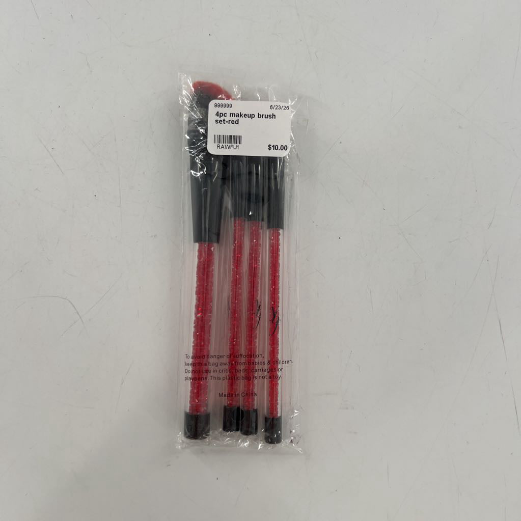 4pc makeup brush set-red
