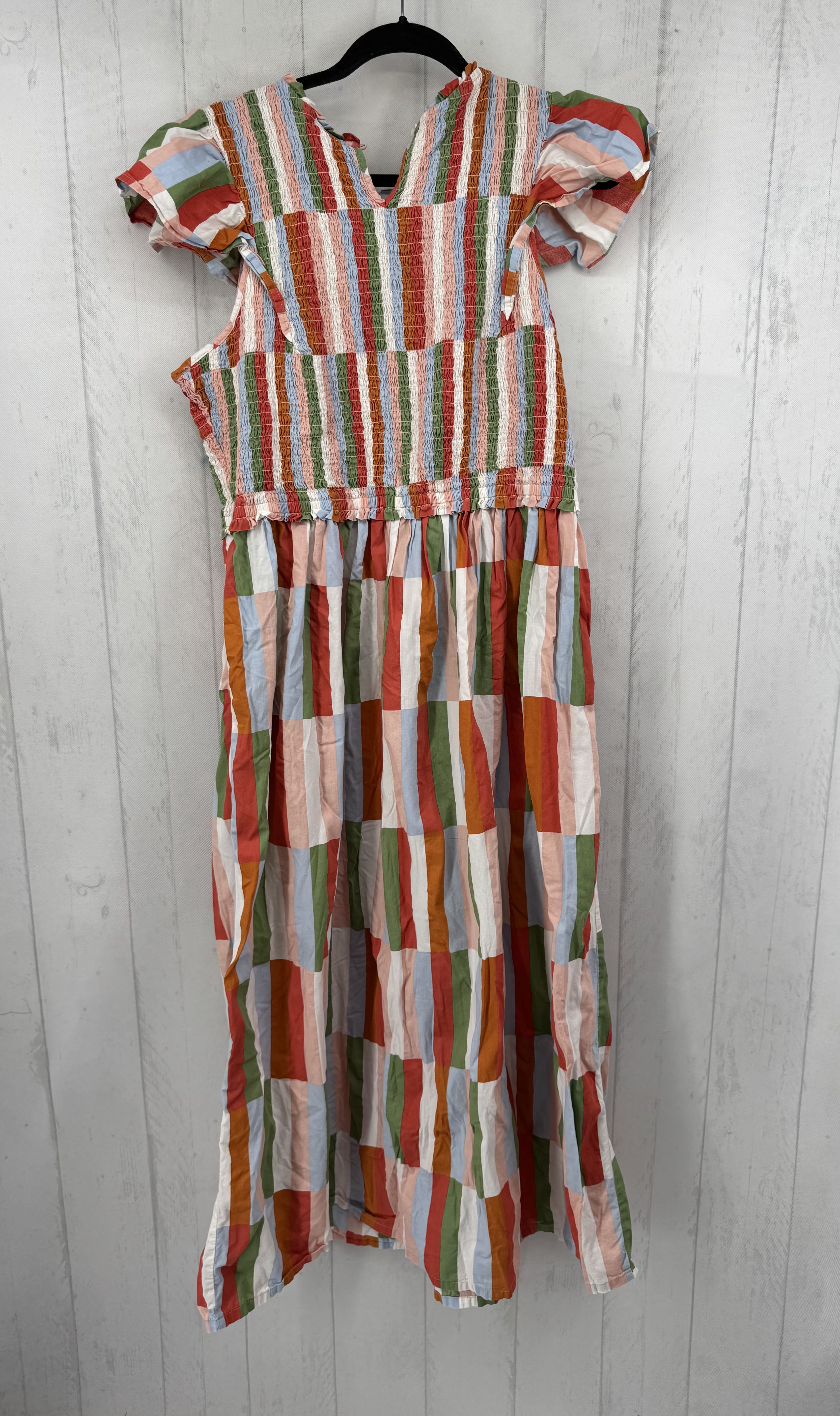 XXL smocked colorful s/s maxi dress