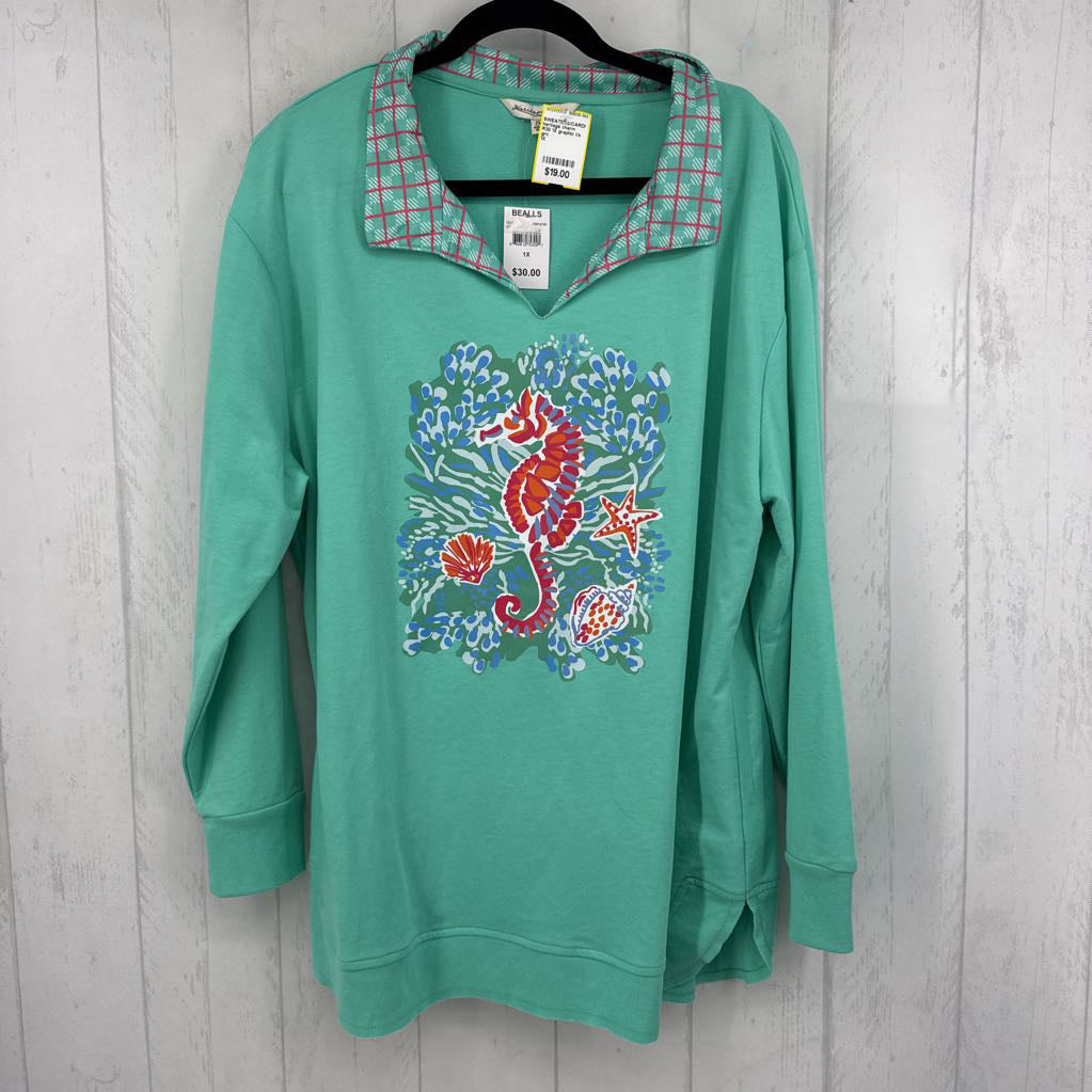 R30 1X graphic l/s pullover-seahorse