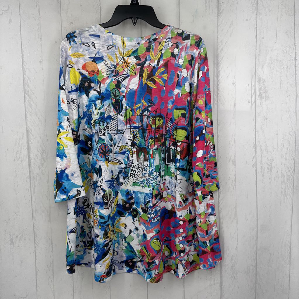 XL printed 3/4 slv top