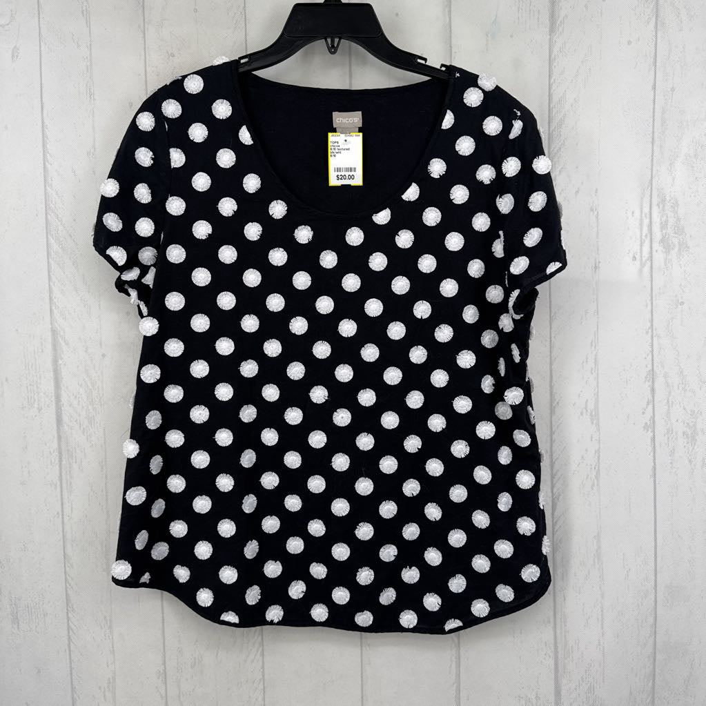 8/10 textured scoop neck s/s top