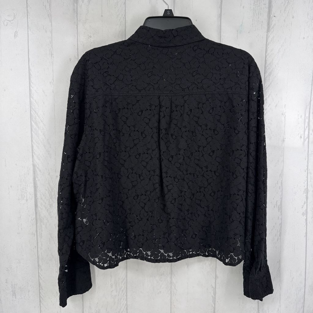 L lace button down l/s top