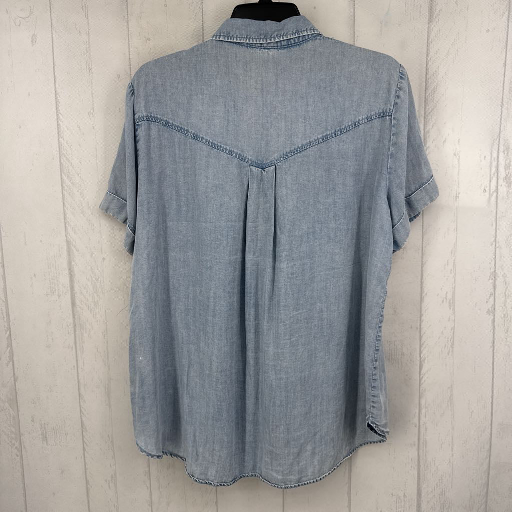 M denim button down s/s top