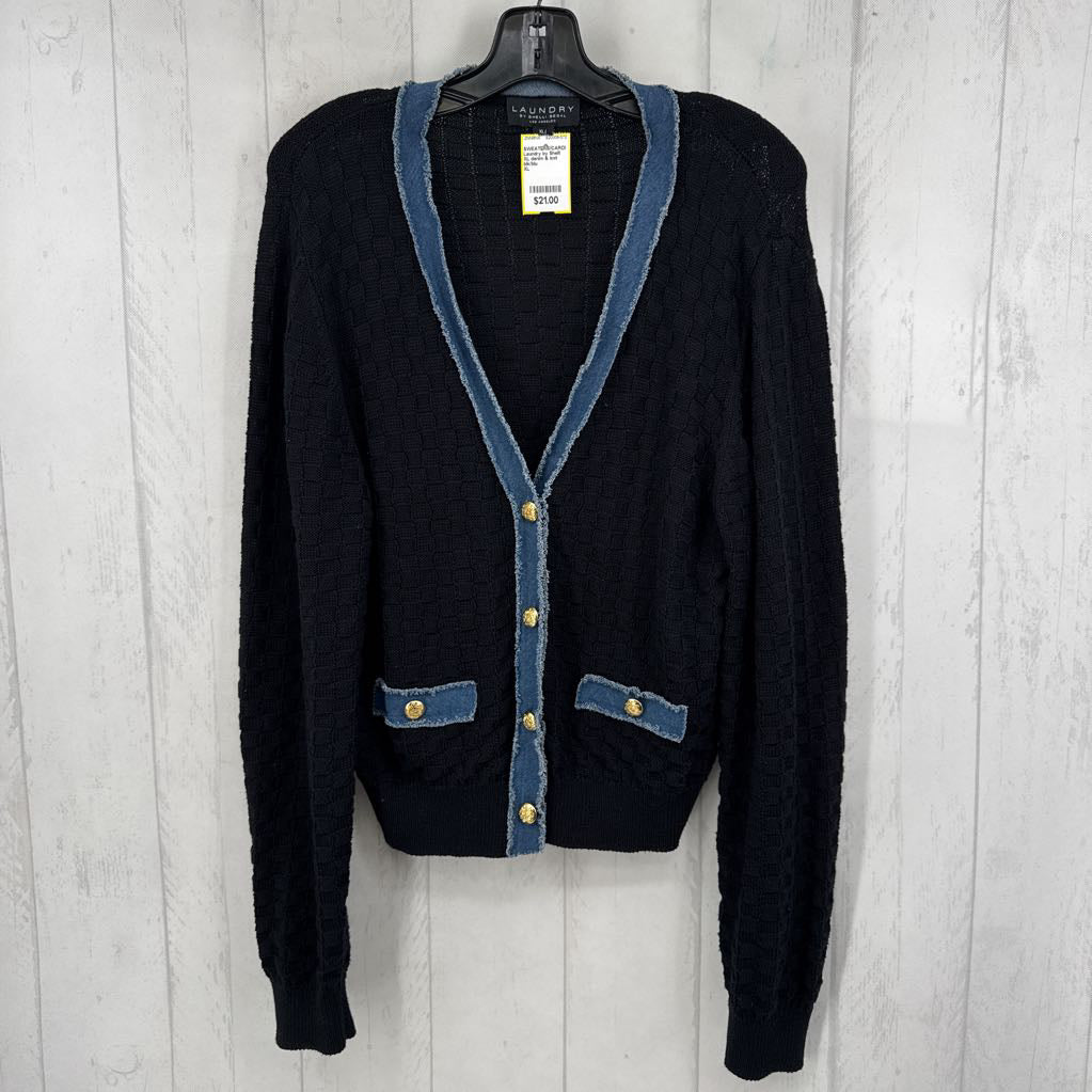 XL denim & knit cardi