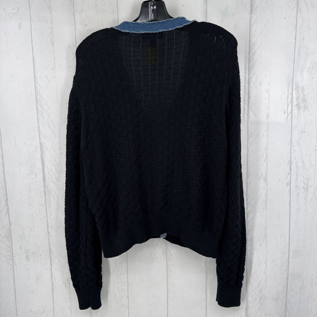 XL denim & knit cardi