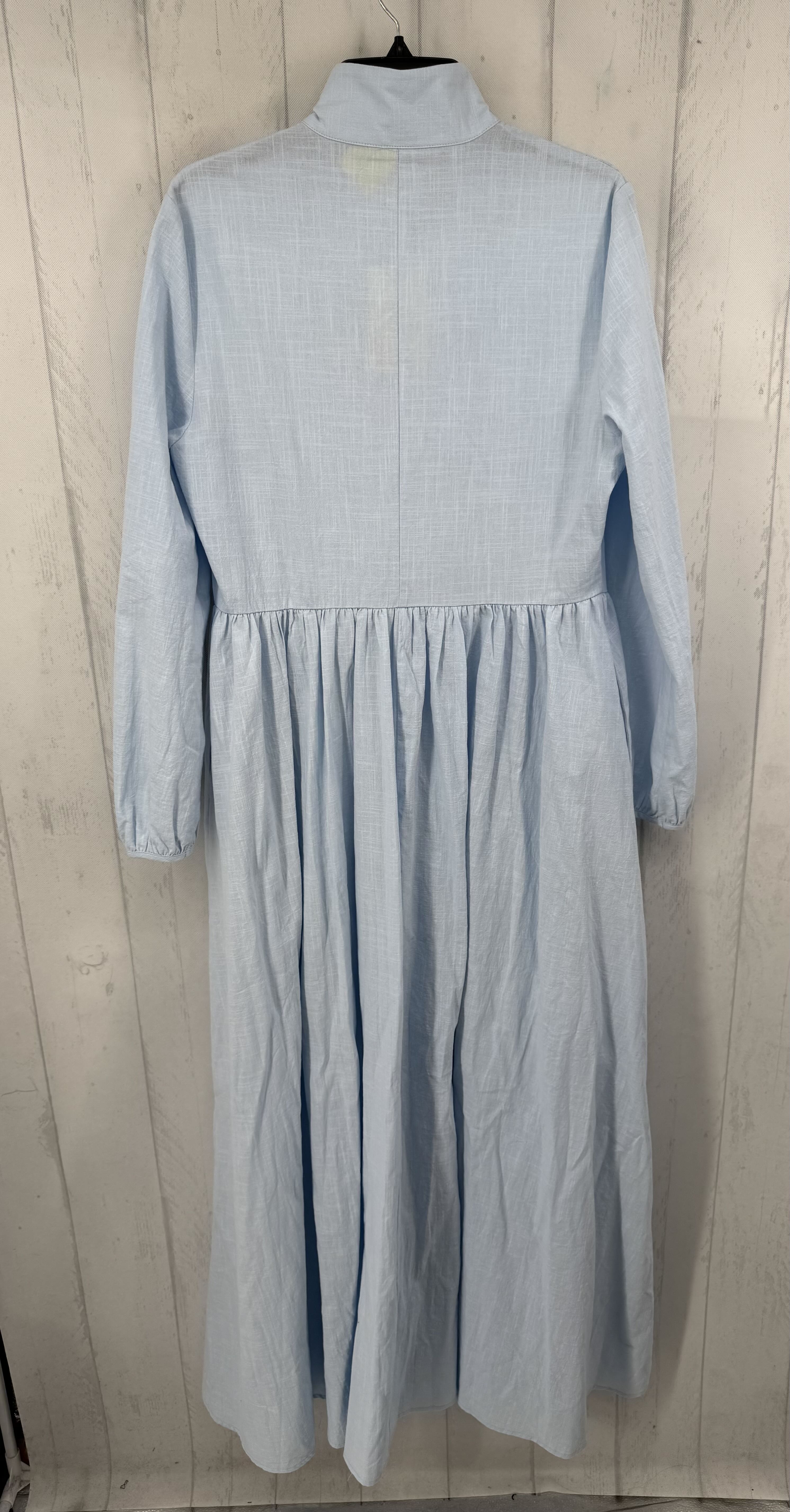 L pleated front button down l/s dress