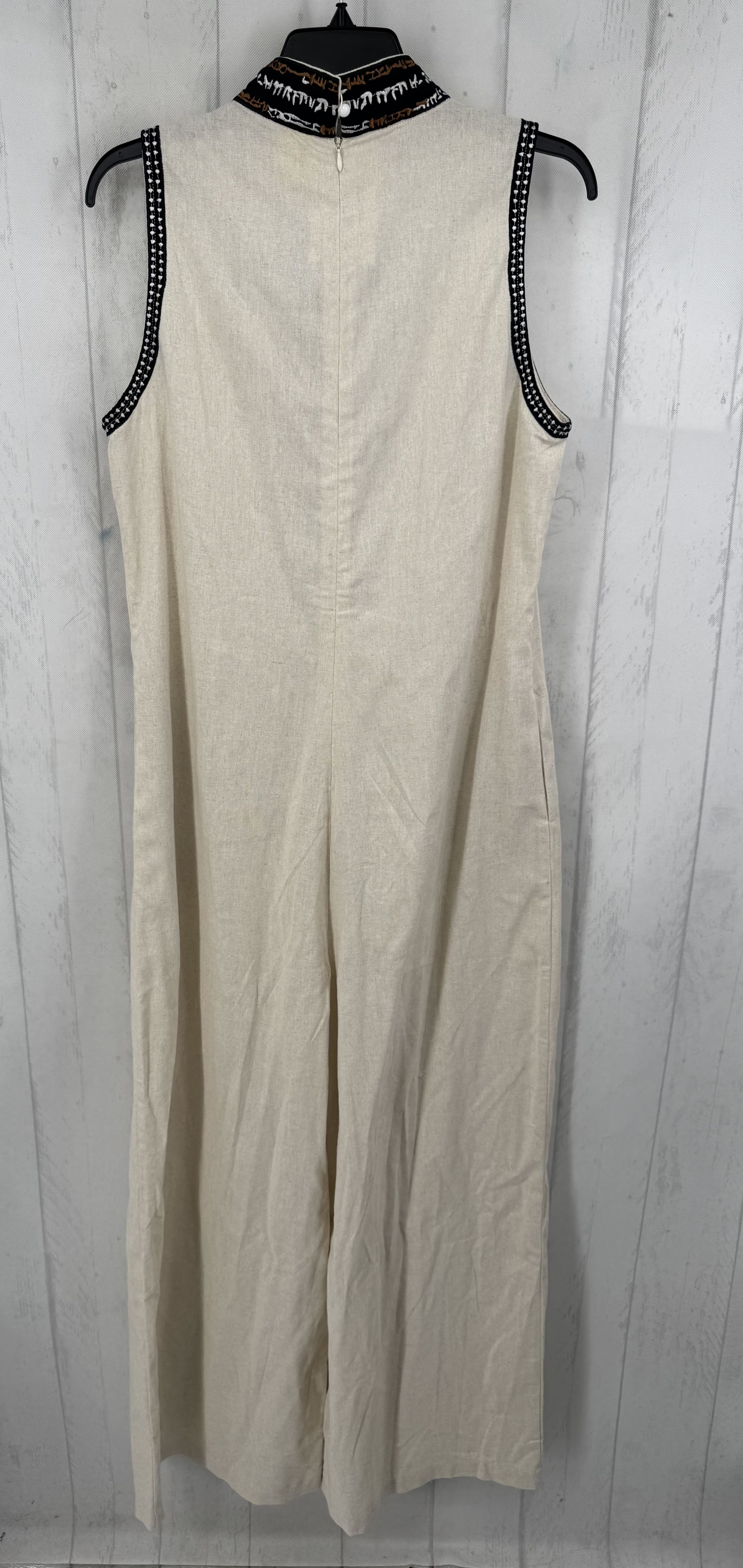 XL linen zip front slvls jumpsuit