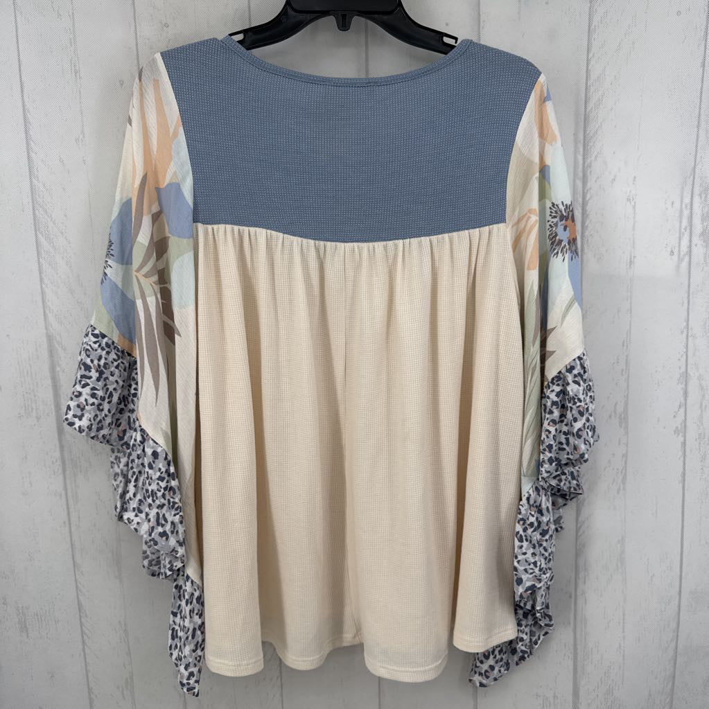 M mixed media flutter slv top