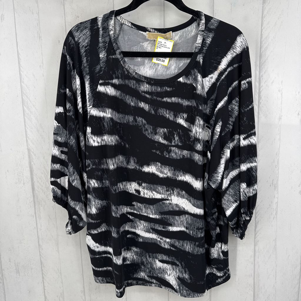 1X animal print 3/4 slv top