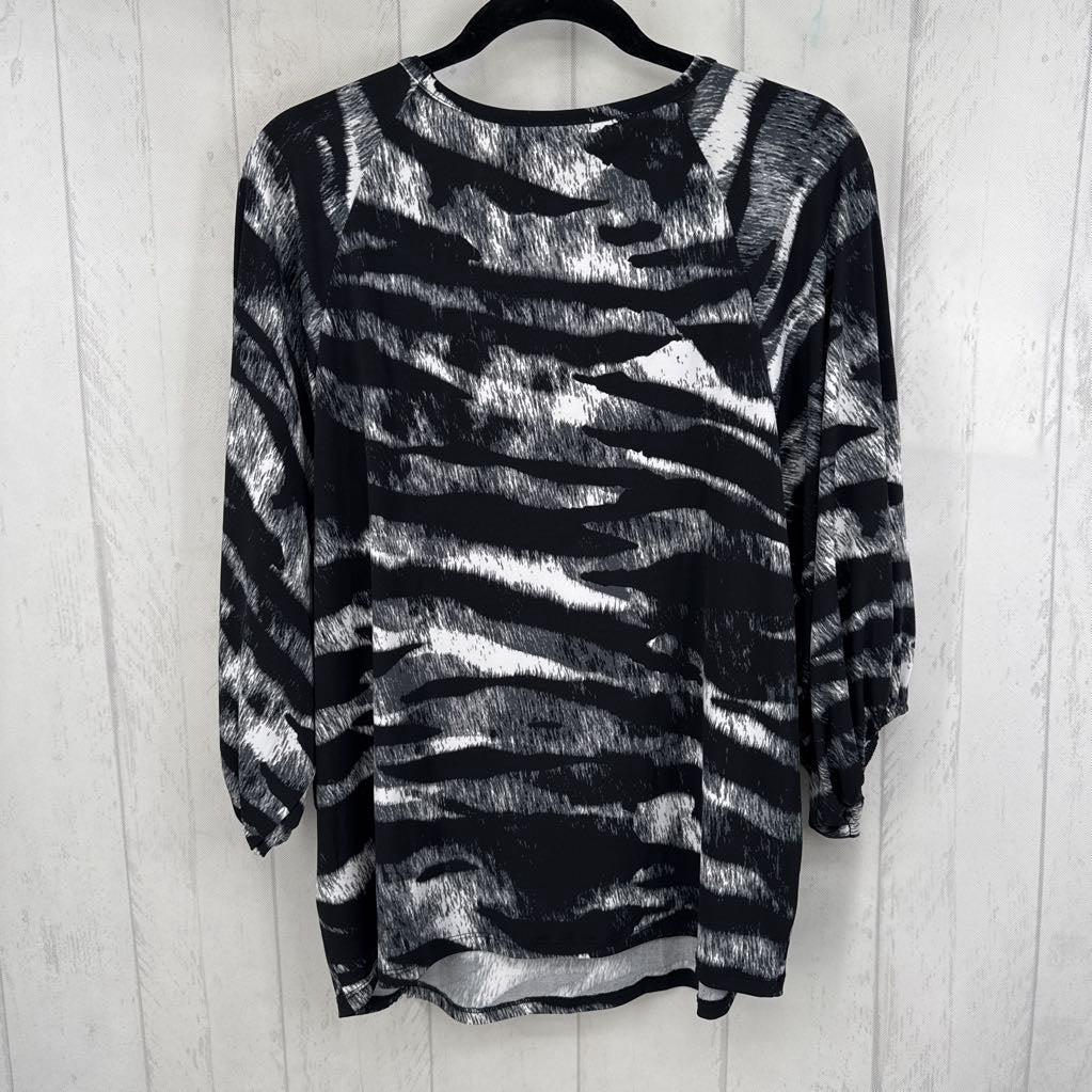 1X animal print 3/4 slv top