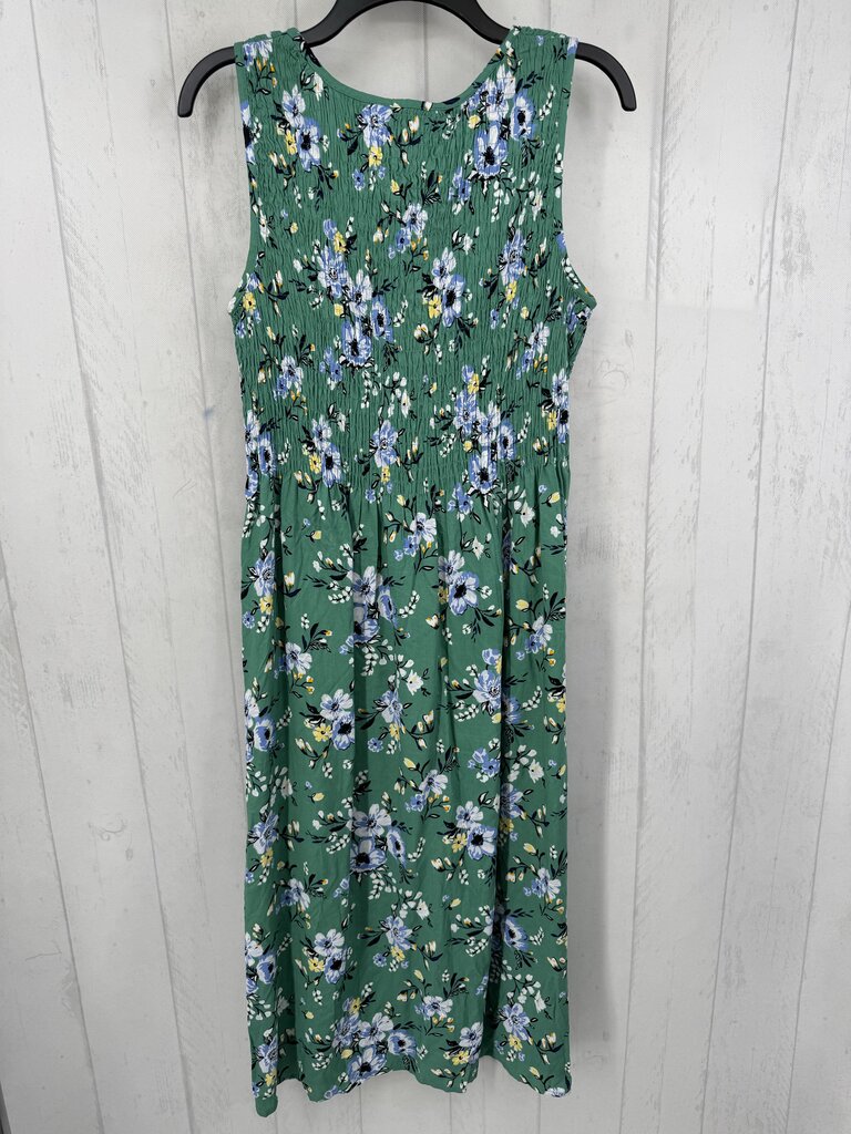 M smocked flo print slvls dress