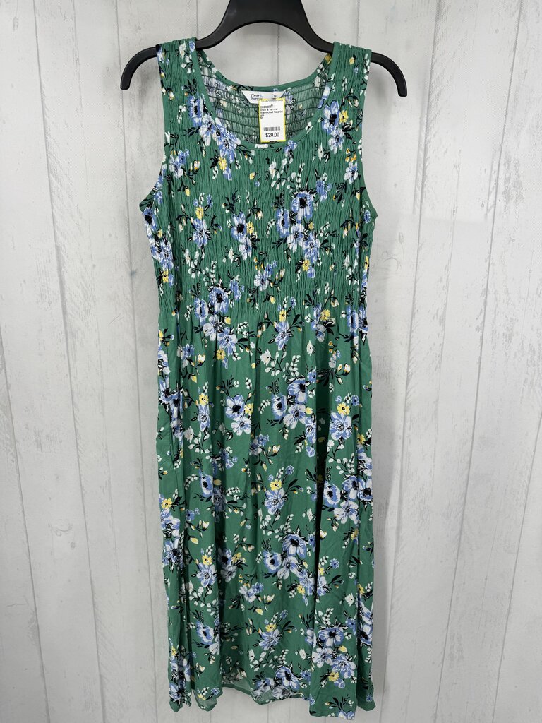 M smocked flo print slvls dress