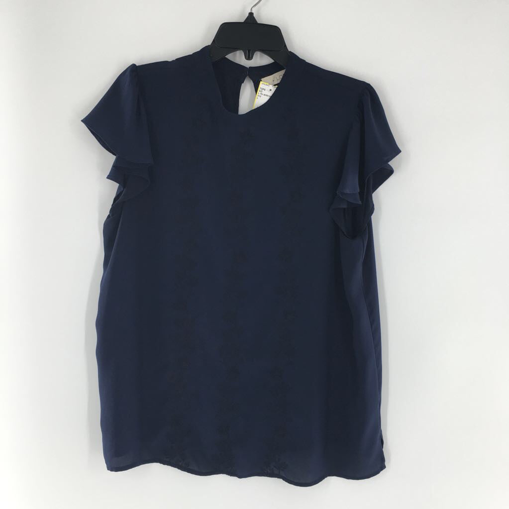 L flo embroidered flutter slv top
