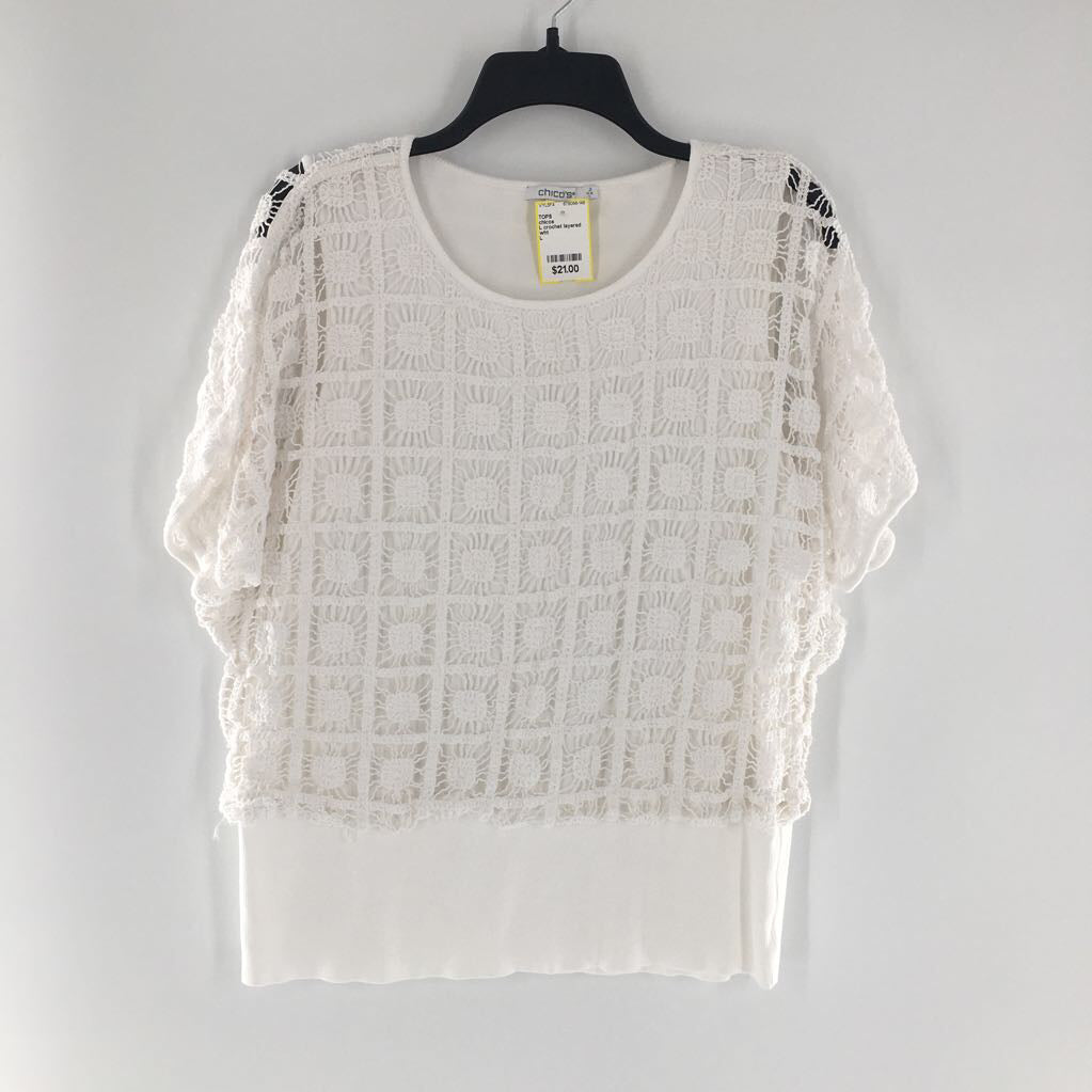 L crochet layered s/s top