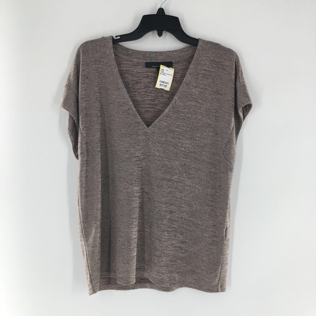 L marled v-neck s/s top