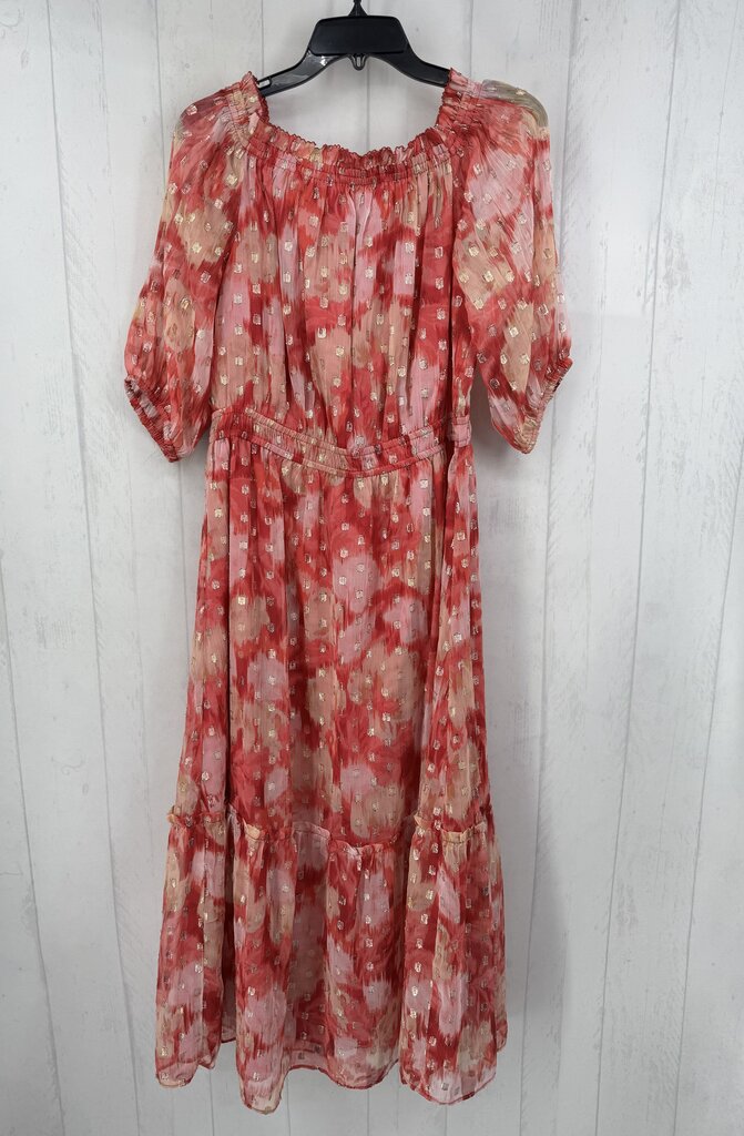 L colorful tiered elbow slv dress