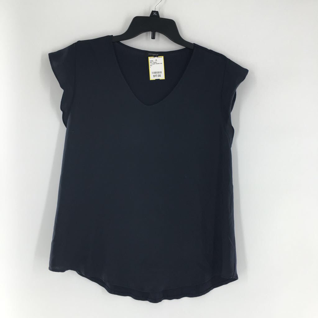 L v-neck flutter slv hi-lo top s/s
