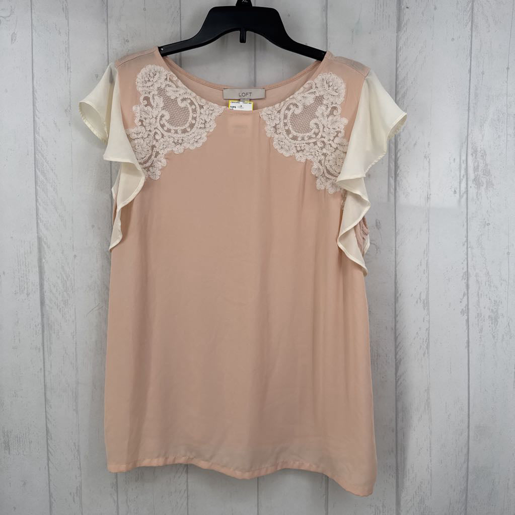 XL ruffle slv lace top