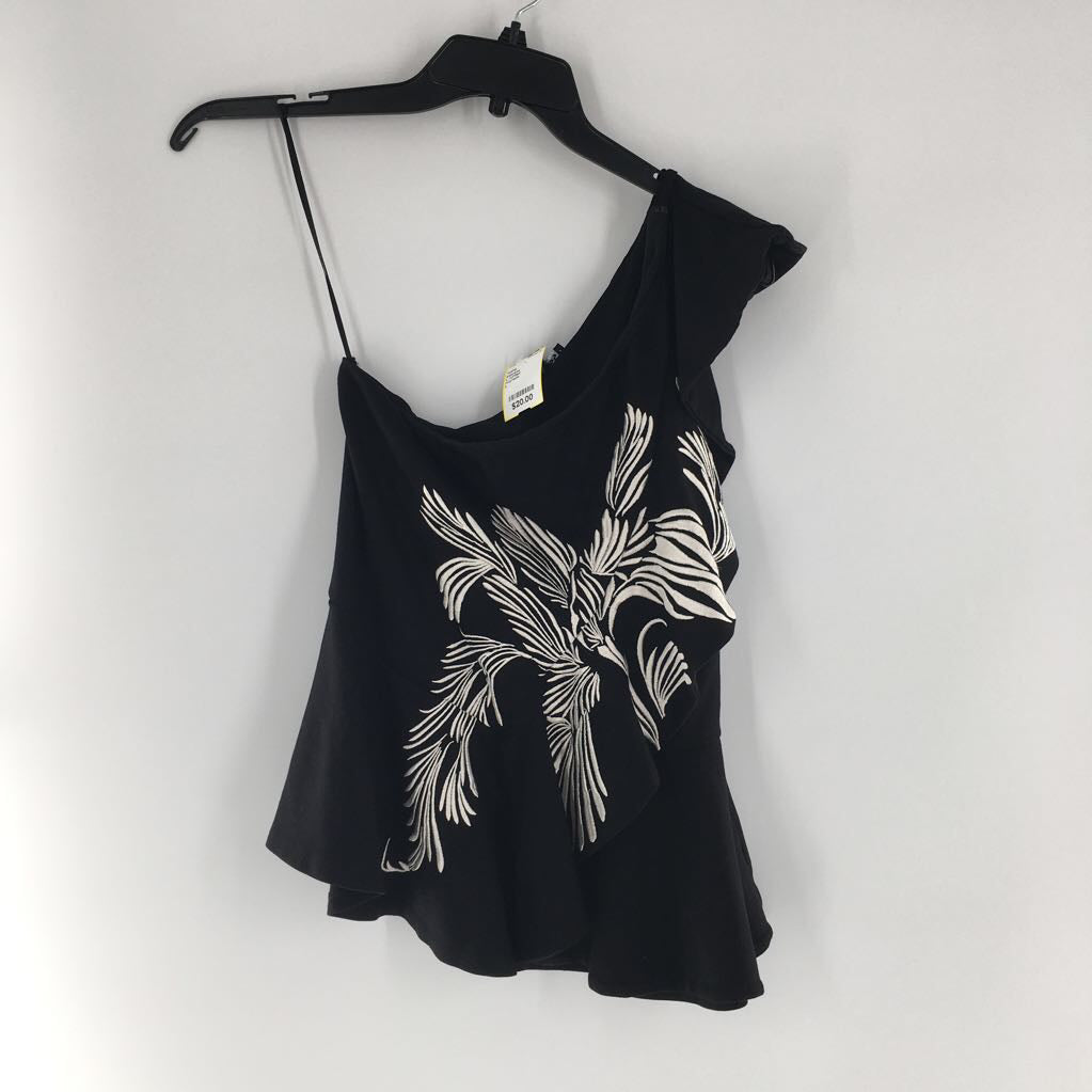 L ruffled embroidered off the shoulder top