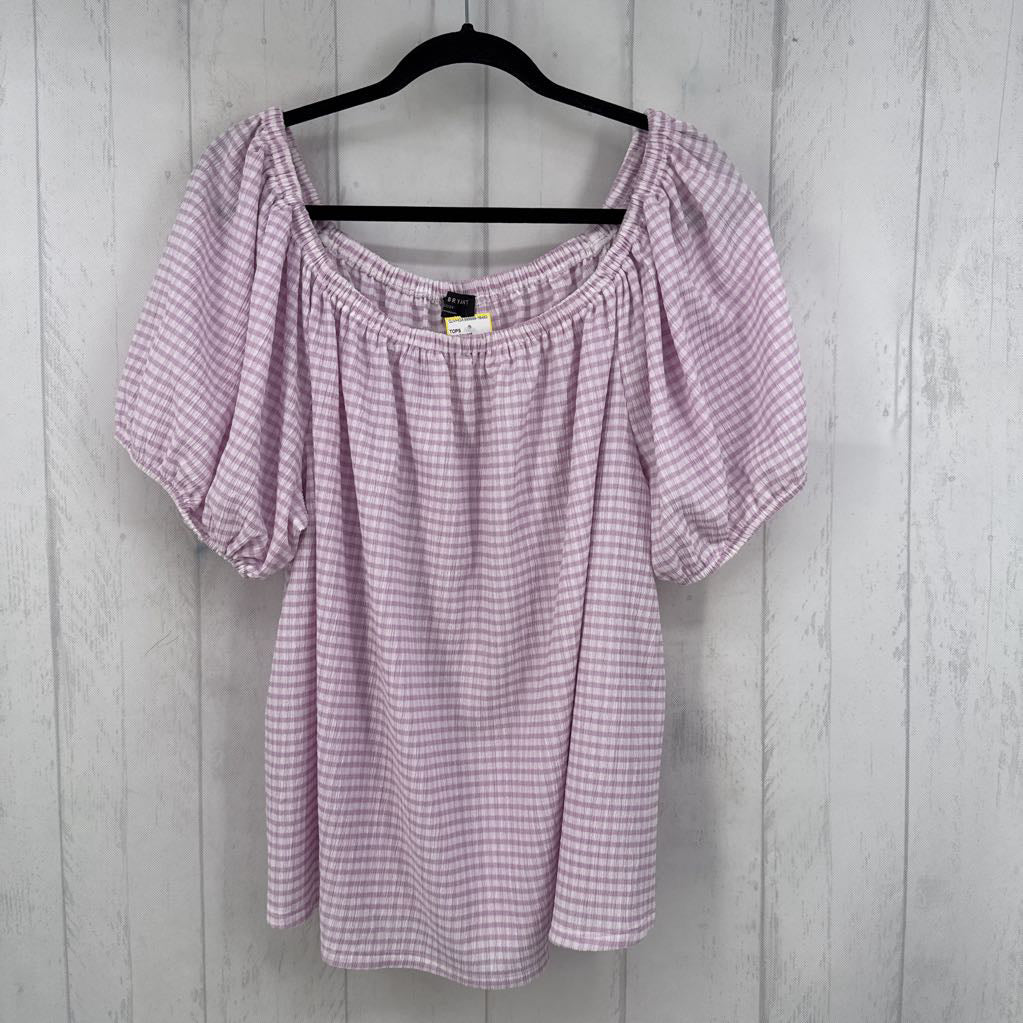 22/24 gingham print s/s top